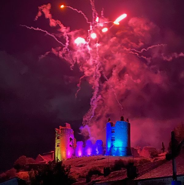Fireworks light up the chateau